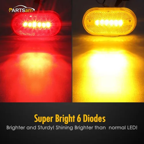 Vista 5 de Partsam 10 luces rectangulares de 4 pulgadas para remolque RV con 6 luces LED laterales con lente reflejo [certificado DOT] montaje en superficie