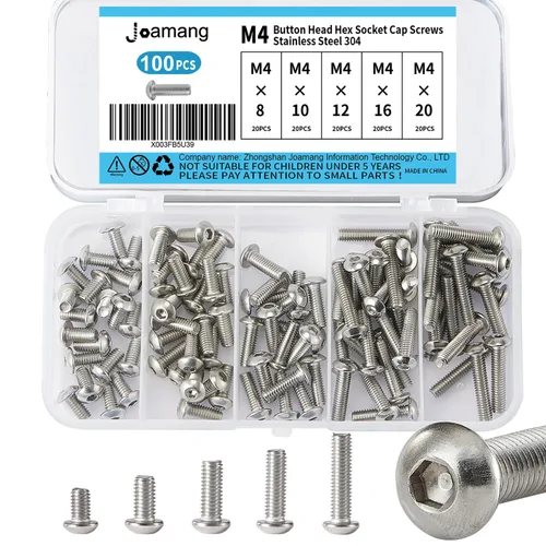 Vista 16 de Tornillos de cabeza de botón M3 x 8 mm, 12 mm, 16 mm, 20 mm, 25 mm, tornillos de cabeza hexagonal, acero inoxidable 304, accionamiento hexagonal