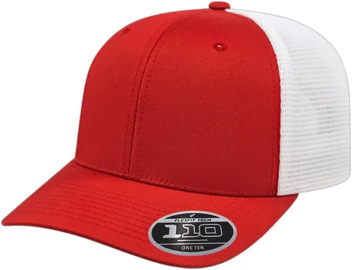 Vista 62 de Cap America i8502 Flexfit 110 Premium - Gorra de camionero de perfil medio con 6 paneles de malla trasera con protección UV y cierre ajustable