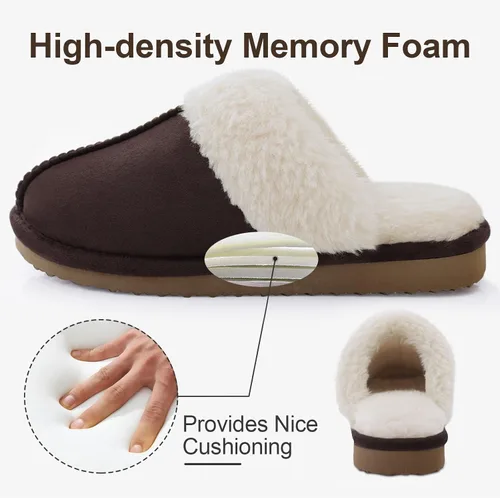 Vista 4 de Litfun Pantuflas mullidas de espuma viscoelástica para mujer, zapatos de invierno para interiores y exteriores