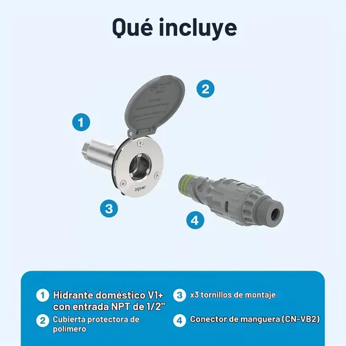 Vista 6 de Aquor House Hydrant V1+ - Grifo para exteriores antiheladas, válvula antisifón con conexión rápida, boquilla de manguera empotrada a prueba