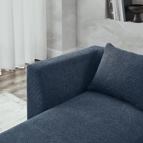 Vista 38 de Quarte Sofá seccional en forma de U, sofá modular con dos asientos individuales, dos sillas, combinación de bricolaje, tela de hilo en bucle Beige/5