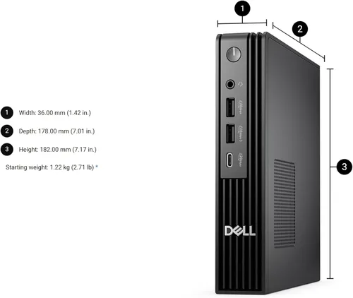 Vista 11 de Dell Pro Micro Plus (MFF OptiPlex 7020 Plus de próxima generación), Intel 20-Core Ultra 7 265, mini escritorio empresarial, QBM1250, 3x DP, memoria