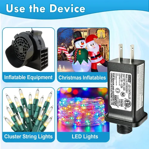 Vista 5 de Transformador LED de 30V 0.2A, controlador LED de 30V de 8 modos, fuente de alimentación clase 2, transformador de bajo voltaje, enchufe de EE. UU.
