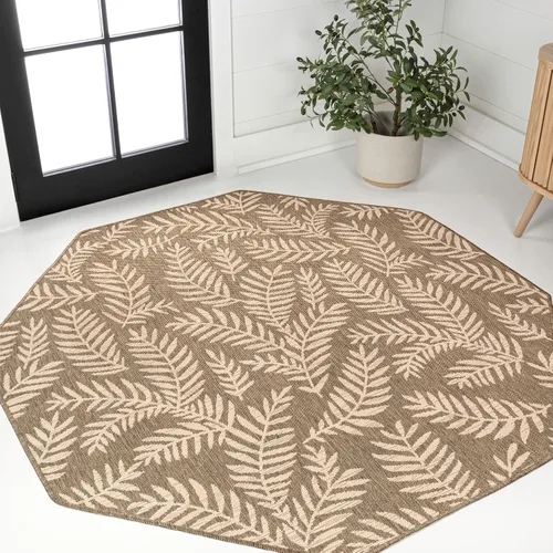 Vista 10 de Eyely BMS119A-28 Santa Monica Nevis Palm Frond - Alfombra costera para interiores y exteriores, casual, campo, floral, dormitorio, cocina, patio