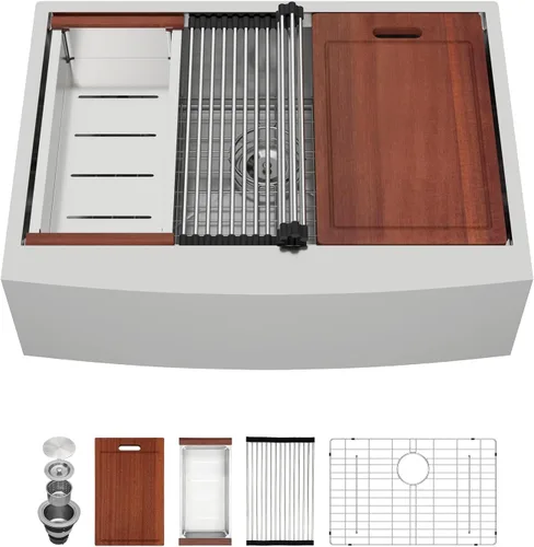 Vista 18 de Sarlai Fregadero de cocina de 30 unidades color negro, 30 x 22 pulgadas, fregadero de cocina de 30 x 22 pulgadas, fregadero de cocina de acero Acero