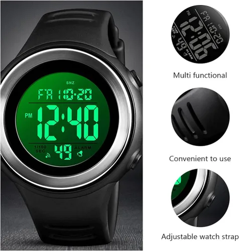 Vista 2 de Hemobllo Reloj electrónico luminoso simple del estudiante del reloj digital del reloj del deporte impermeable