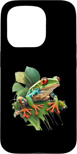 Vista 14 de iPhone 16 Rainforest Amphibian Red Eyed Tree Frog Green Body Frog Case