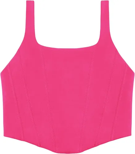 Vista 4 de REORIA - Camiseta corta sin mangas con cuello cuadrado sexy para mujer
