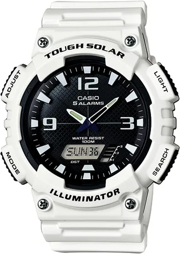 Vista 4 de Casio AQS800W Series Analog Digital Watch 100M WR Solar Powered 1/100 SEC Stop Watch 6-Language Day of The Week Indicator Countdown