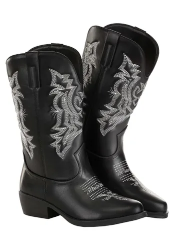 Vista 4 de Botas de Vaquera Negras de Cuero Sintético para Mujer Multicolor