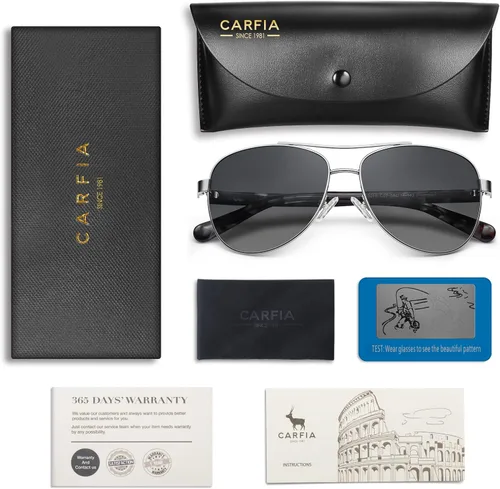Vista 70 de CARFIA Gafas de sol polarizadas para mujer, protección UV, brazos de acetato, marco de metal, sombras para mujer, CA3216