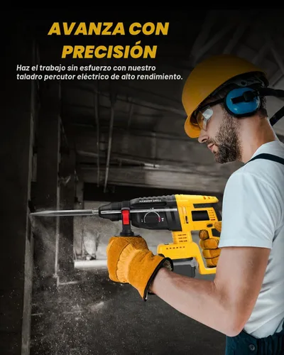 Vista 7 de Taladro de martillo SDS inalámbrico para batería Dewalt 20V MAX, taladro de martillo giratorio sin escobillas con embrague de seguridad