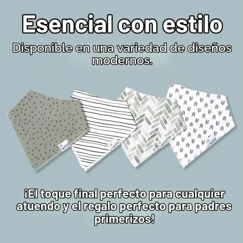 Vista 6 de Copper Pearl Baberos tipo bandana para bebé, paquete de 4 baberos de algodón suave para babear y dentición, absorbentes, ajuste ajustable, muchos