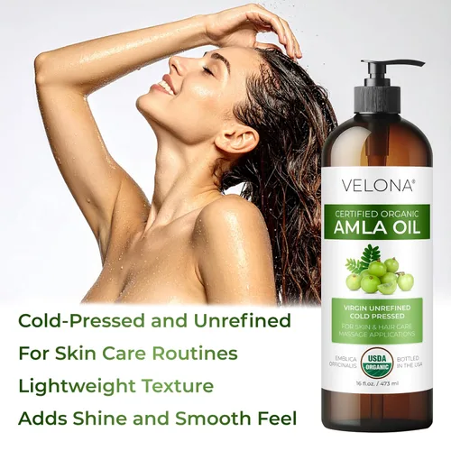 Vista 5 de velona Amla Oil USDA certificado orgánico - 32 onzas líquidas Aceite portador 100% puro y natural Virgen extra, sin refinar, prensado en frío