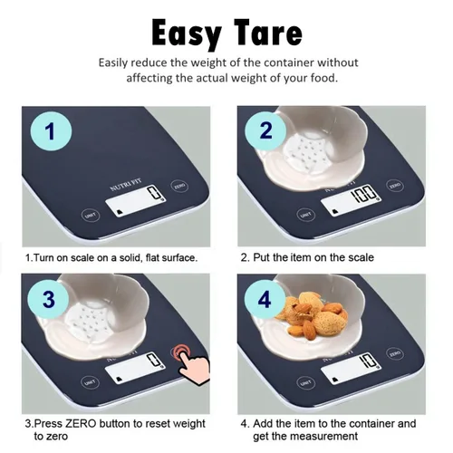 Vista 9 de NUTRI FIT Báscula digital de alimentos, báscula de cocina de 11 libras de peso digital, báscula de cocina para alimentos y gramos, 4