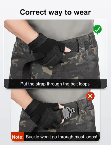 Vista 8 de JUKMO - Cinturón táctico de liberación rápida, cinturón de nailon para trabajo militar de 1.5 pulgadas con hebilla de cinturón de seguridad