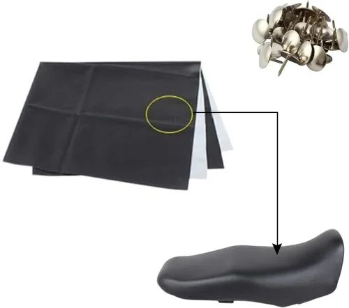 Vista 2 de MOTOBA Funda elástica de cuero para asiento de motocicleta, protector de asiento flexible universal para motocicleta DIY con tornillo de pulgar 100