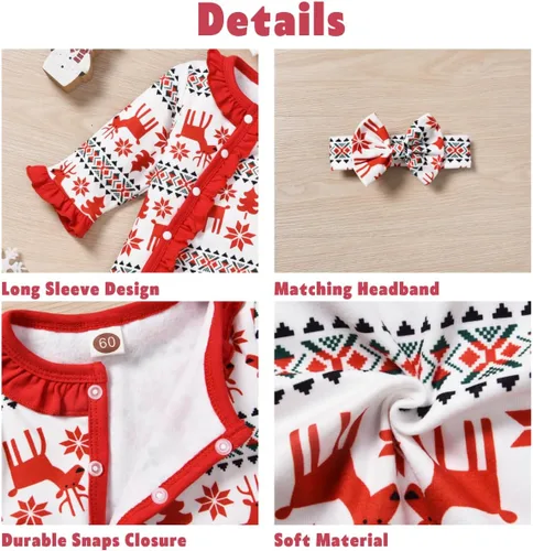 Vista 4 de Aalizzwell Newborn Baby Girls Christmas Romper
