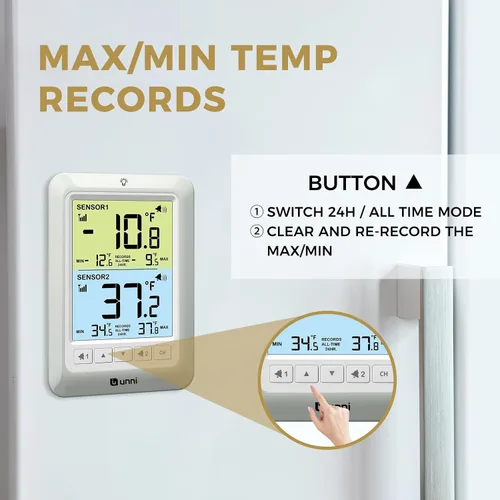 Vista 6 de Termómetro de refrigerador Alarma Digital Inalámbrico Refrigerador Colorido