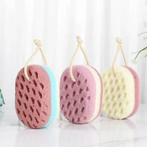 Vista 3 de Esponja de baño para mujeres, hombres, adultos, niños, 3 piezas. Esponja de esponja para baño, esponja corporal para baño, accesorios de baño