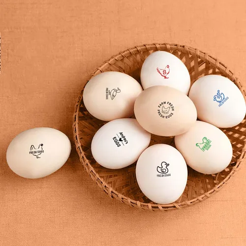 Vista 7 de Sello de huevo personalizado para huevos frescos, texto personalizado, impermeable, sello de huevo de gallina con caja de metal, 4 colores y 42