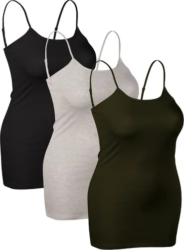 Vista 167 de Emmalise Camisola larga casual básica para mujer, con tirantes ajustables, top en capas