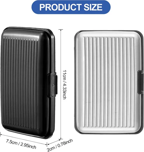 Vista 4 de 2 piezas de soporte delgado para tarjetas de crédito mini protector de tarjeta de crédito protector de aluminio para tarjetas de visita organizador