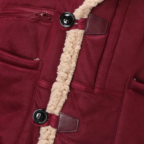 Vista 5 de ADUWOAN Abrigo de piel sintética para hombre, chaqueta de sherpa de gamuza térmica, pesada, de piel sintética, con forro, abrigo para exteriores
