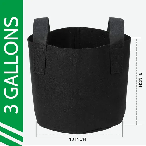 Vista 2 de JERIA Paquete de 24 bolsas de cultivo no tejidas de 3 galones, bolsas de cultivo de plantas, macetas de tela de aireación resistentes con asas