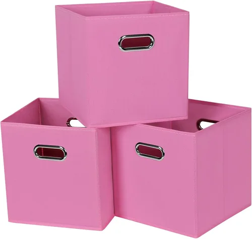 Vista 23 de Contenedores de almacenamiento de tela negra, 13 x 13 x 13 pulgadas, cajas de almacenamiento plegables con doble asa, caja organizadora de tela