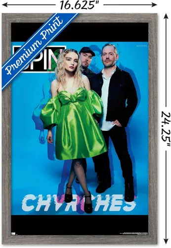 Vista 3 de Trends International SPIN Magazine - Póster de pared CHVRCHES 21, 14.725 x 22.375 pulgadas, versión enmarcada de madera de granero