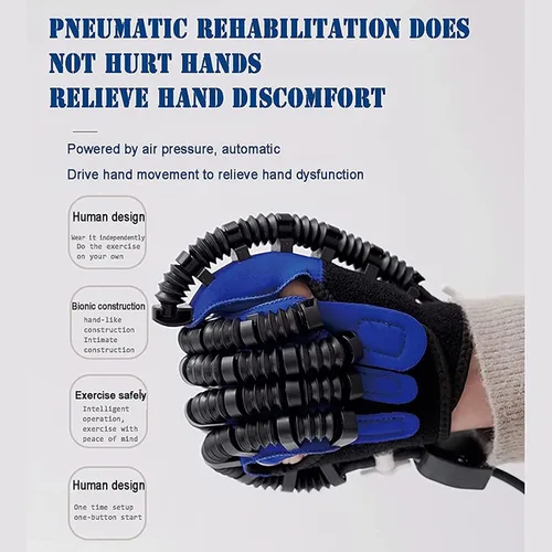 Vista 4 de Ambos guantes de robot de rehabilitación de manos, ajuste de fuerza, hemiplejia, artritis, mano izquierda y derecha, entrenador de rehabilitación