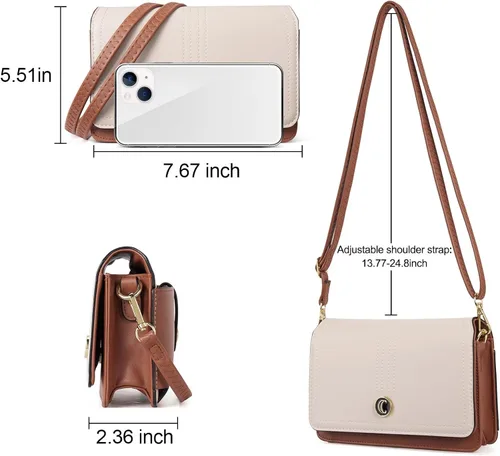 Vista 3 de CLUCI Carteras pequeñas para mujer, bolsos cruzados de moda, con solapa para teléfono celular