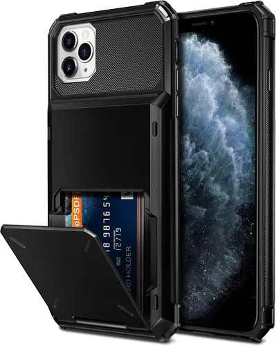 Vista 7 de Vofolen Funda protectora para iPhone 11, 4 tarjetas, ranura para identificación, puerta abatible, bolsillo oculto, antiarañazos, doble capa