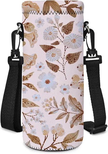 Vista 10 de RICHEN Bolsa de neopreno para botella de agua con correa ajustable para el hombro, cubierta aislada para botellas de acero inoxidable/vidrio/plástico