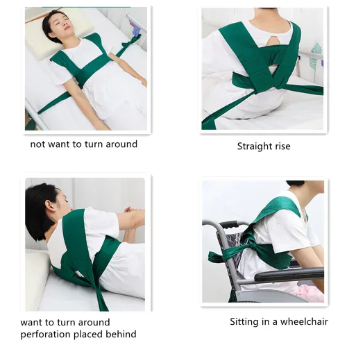 Vista 4 de Correa de cama para ancianos, cinturón para silla de ruedas, chaleco de soporte de torso anticaída, banda de arnés para ancianos postrados en cama