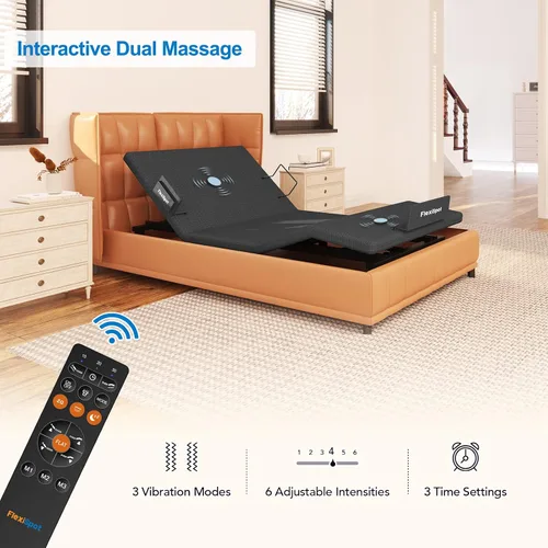 Vista 7 de FLEXISPOT Base de cama ajustable S6 Twin XL+colchón de espuma viscoelástica de gel refrescante de 10 pulgadas, montaje rápido, masaje, espacio
