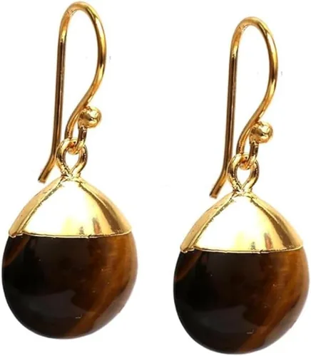 Vista 15 de Gempires - Pendiente de gancho de pera natural, pendiente de meditación, joyería hecha a mano, regalo para ella