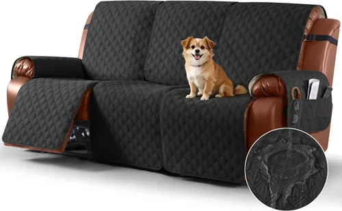 Vista 17 de Ruaozz Funda impermeable para sofá reclinable, lavable, funda antideslizante de 1 pieza, protector de muebles con correas elásticas, bolsillo