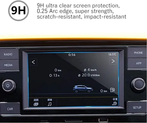 Vista 2 de MBSIX Protector de pantalla de vidrio templado compatible con Jetta 2018-2023, pantalla táctil de 6.5 pulgadas, transparente HD, resistente a