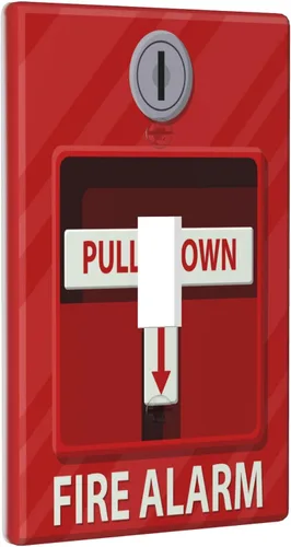 Vista 2 de Cubierta decorativa para interruptor de luz impresa con alarma de incendios, placa de pared decorativa de una sola palanca, placa frontal, 4.50 x
