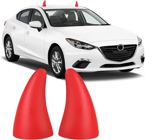 Vista 8 de 2 calcomanías 3D de cuerno de diablo para parachoques de techo de automóvil, elasticidad de 4.3 pulgadas, protectores de colisión, adornos Negro