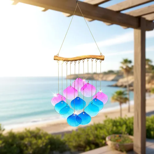 Vista 12 de Campanillas de viento de pez de cristal marino para exteriores, campanillas de viento únicas para exteriores, patio, playa, decoración de jardín