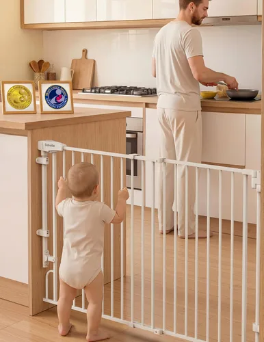 Vista 9 de Babelio Puerta de bebé extraíble para escaleras sin barra inferior, 29-43 Negro