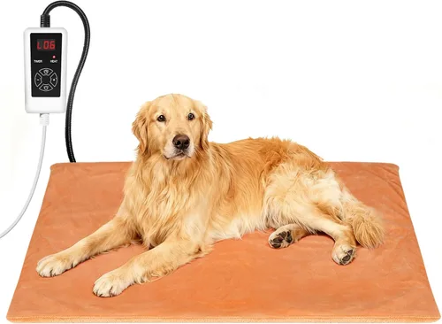 Vista 13 de RIOGOO Almohadilla térmica para mascotas, almohadilla térmica eléctrica para perros y gatos con temporizador, manta térmica para perros con 6 Azul