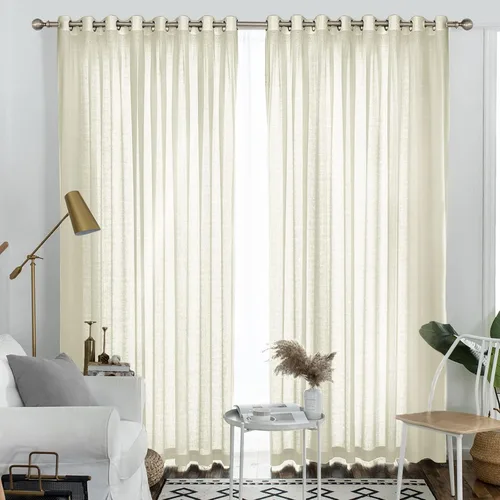 Vista 46 de Melodieux Cortinas Semitransparentes Negras de 63 Pulgadas de Largo para Ventanas Pequeñas de Sala de Estar y Dormitorio con Aspecto de Lino Rústico