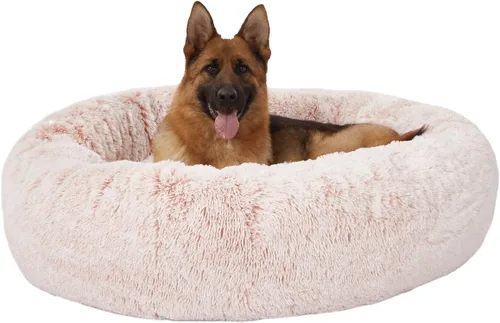 Vista 18 de Bedfolks Cama calmante en forma de dona, camas redondas y esponjosas de 23 pulgadas para perros pequeños, lavable a máquina, antiansiedad, cama