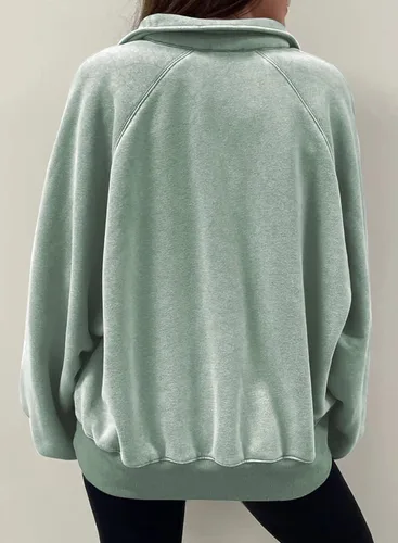 Vista 2 de Dokotoo Sudaderas de gran tamaño con cuello de botón para mujer, manga de farol, holgadas, para mujer