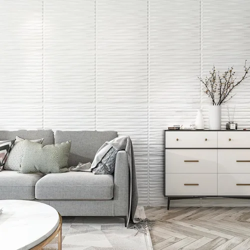 Vista 8 de Art3dwallpanels Azulejos de techo 24 x 24, paquete de 12, blanco Ola Blanco